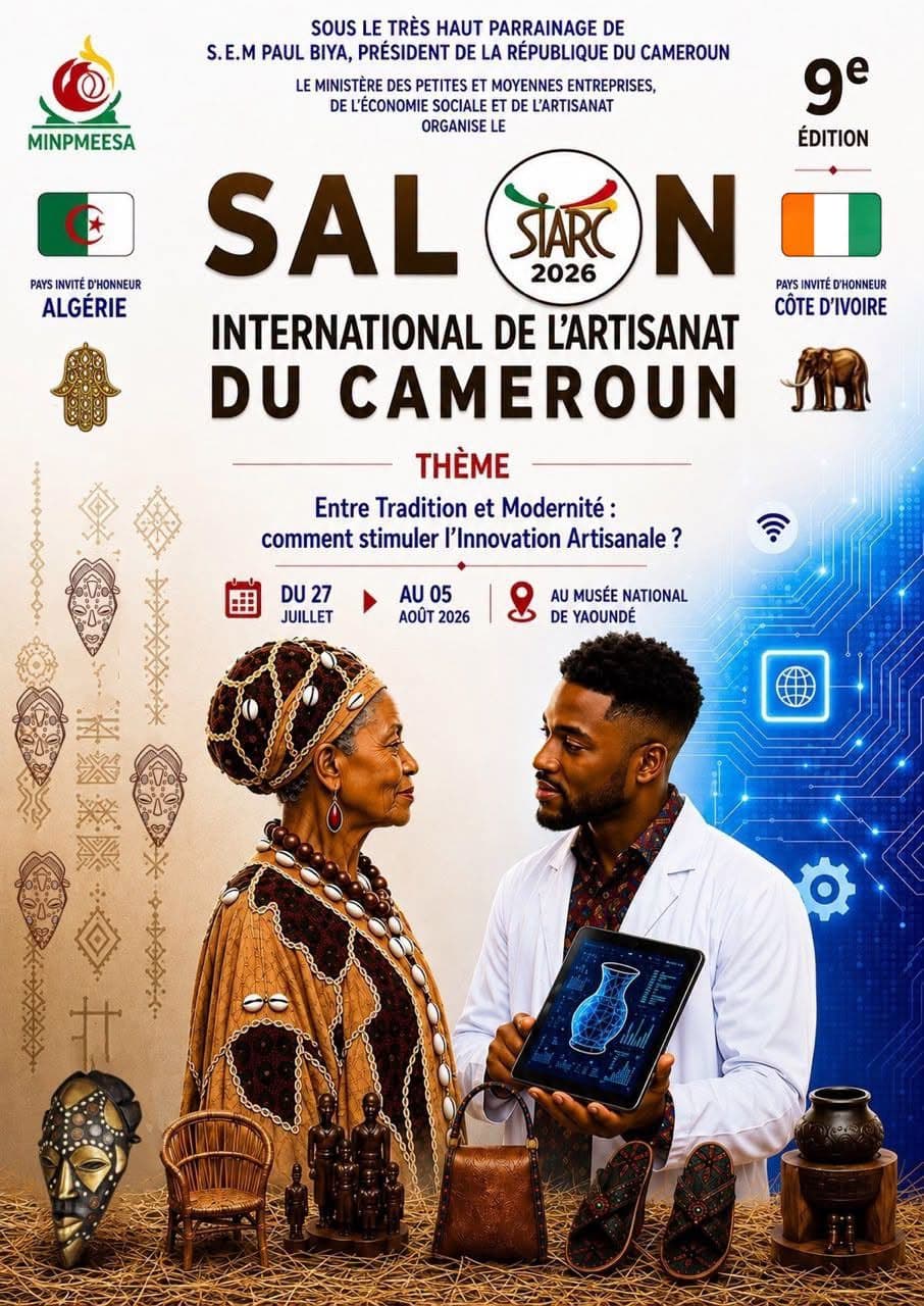 Affiche officielle du SIARC 2026 — Salon International de l’Artisanat du Cameroun, 9ᵉ édition (© MINPMEESA)